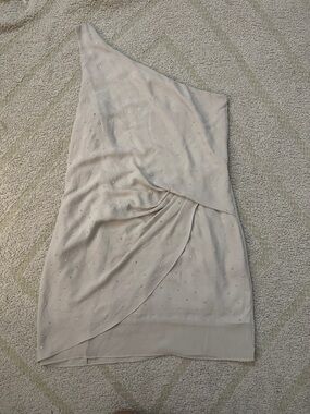 Express One Shoulder Nude Rhinestone Dress Medium | Cocktail Party